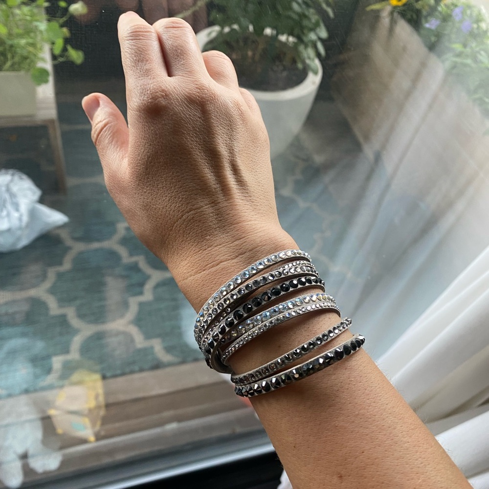 Swarovski crystal wrap bracelet faux suede